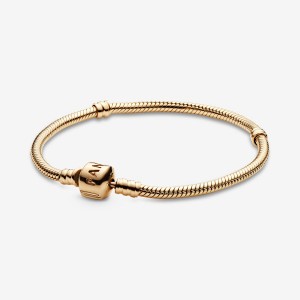 Gold Pandora Moments Snake Chain Bracelets | 582-FBYOLD