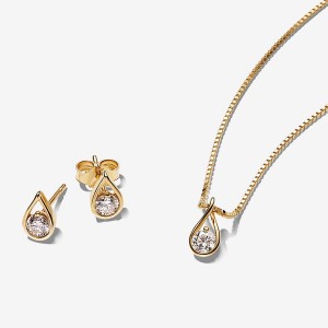 Gold Pandora Necklace & Earring Sets | 024-TMVZQY