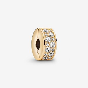 Gold Plated Pandora Clear Pavé Clip Clips | 860-WGEMJB