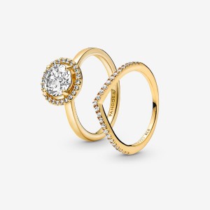 Gold Plated Pandora Ring Sets | 059-VGCFYD