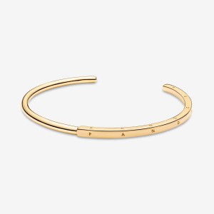 Gold Plated Pandora Signature I-D Open Bangle Bangles | 085-ZLEAUH