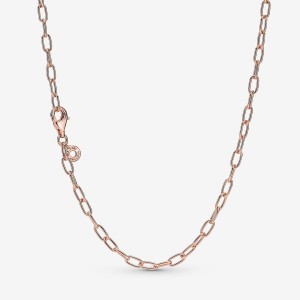 Rose Gold Plated Pandora Link Chain Necklaces | 981-DYCSFA