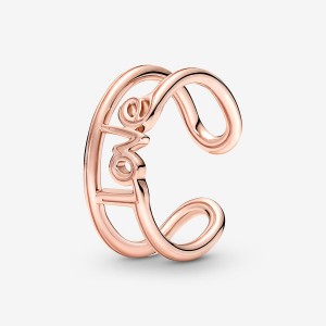 Rose Gold Plated Pandora ME Love Open Statement Rings | 940-SNYUDH