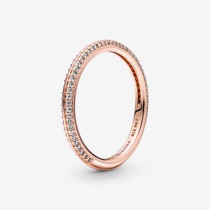 Rose Gold Plated Pandora ME Pavé Band Rings | 120-OYXEGQ