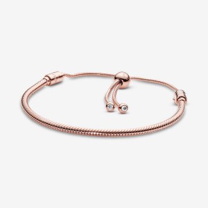 Rose Gold Plated Pandora Moments Snake Slider Charm Holders | 524-MLJEAD