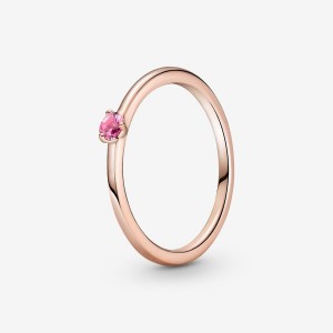 Rose Gold Plated Pandora Pink Solitaire Halo & Solitaire Rings | 937-IAFRYS