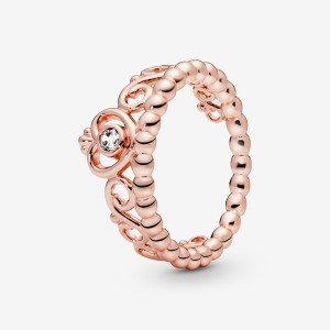 Rose Gold Plated Pandora Princess Tiara Crown Heart & Promise Rings | 297-BLFNAK