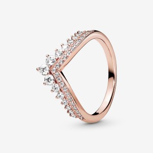 Rose Gold Plated Pandora Princess Wishbone Pinky Rings | 471-UXGONY