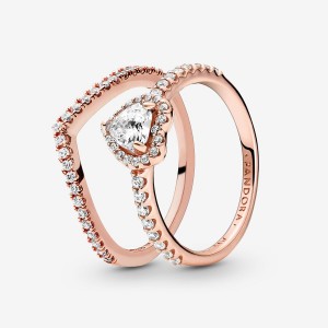 Rose Gold Plated Pandora Ring Sets | 179-RUNJAF