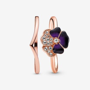 Rose Gold Plated Pandora Ring Sets | 956-TNKRQY