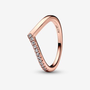 Rose Gold Plated Pandora Timeless Wish Half Sparkling Stackable Rings | 780-NJDWMY