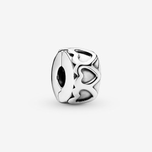 Sterling Silver Pandora Band of Hearts Clip Clips | 507-XDMQST