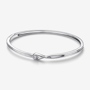 Sterling Silver Pandora Brilliance Lab-created 0.15 ct tw Diamond Bangle Bangles | 067-NXMGUL