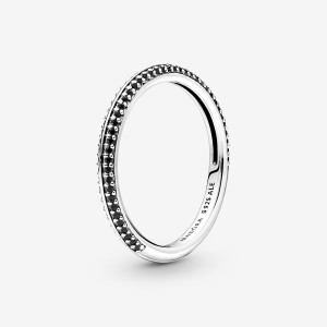 Sterling Silver Pandora ME Black Pavé Stackable Rings | 538-RGZEVU