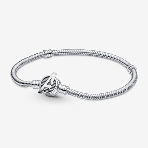 Sterling Silver Pandora Moments Marvel The Avengers Logo Clasp Snake Charm Bracelets | 820-PBTFOS