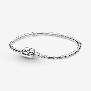 Sterling Silver Pandora Moments Star Wars Snake Clasp Charm Bracelets | 367-MQRBSP