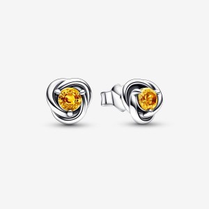 Sterling Silver Pandora November Honey Eternity Circles Stud Earrings | 712-VQRYGO