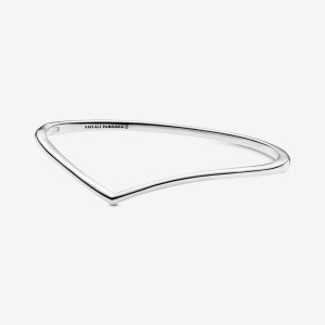 Sterling Silver Pandora Polished Wishbone Bangle Bangles | 254-DLBUIJ