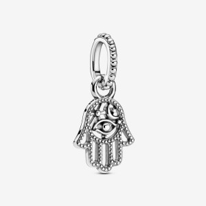 Sterling Silver Pandora Protective Hamsa Hand Dangle Dangle Charms | 239-TKVHOY