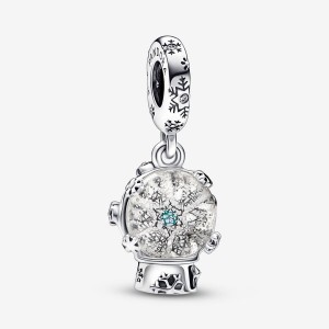 Sterling Silver Pandora Snowflake Snow Globe Dangle Dangle Charms | 015-XAVFMQ