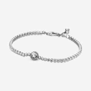 Sterling Silver Pandora Sparkling Halo Tennis Non-charm Bracelets | 279-DLWAUS