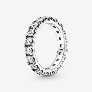 Sterling Silver Pandora Sparkling Row Eternity Band Rings | 247-AJBVWD