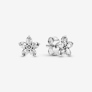 Sterling Silver Pandora Sparkling Snowflakes Stud Earrings | 902-ANRGYL