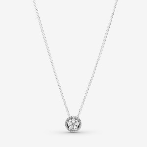 Sterling Silver Pandora Sparkling Snowflake Collier Pendant Necklaces | 861-KPENXT