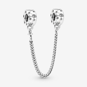 Sterling Silver Pandora Stars & Galaxy Safety Safety Chains | 369-DCFUXJ