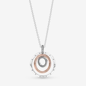 Two-tone Pandora Two-tone Circles Pendant Necklaces | 431-WTVOHJ