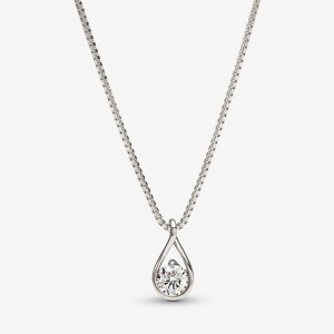 White Gold Pandora Brilliance Lab-created 0.50 ct tw Diamond Lab-Created Diamond Necklaces | 409-FCPDZW