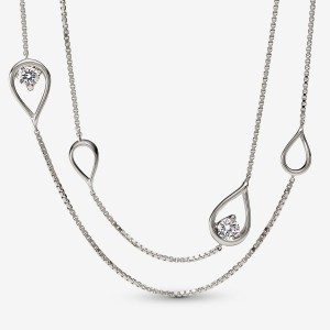 White Gold Pandora Brilliance Lab-created 0.50 ct tw Diamond Long Lab-Created Diamond Necklaces | 314-HRLTPV