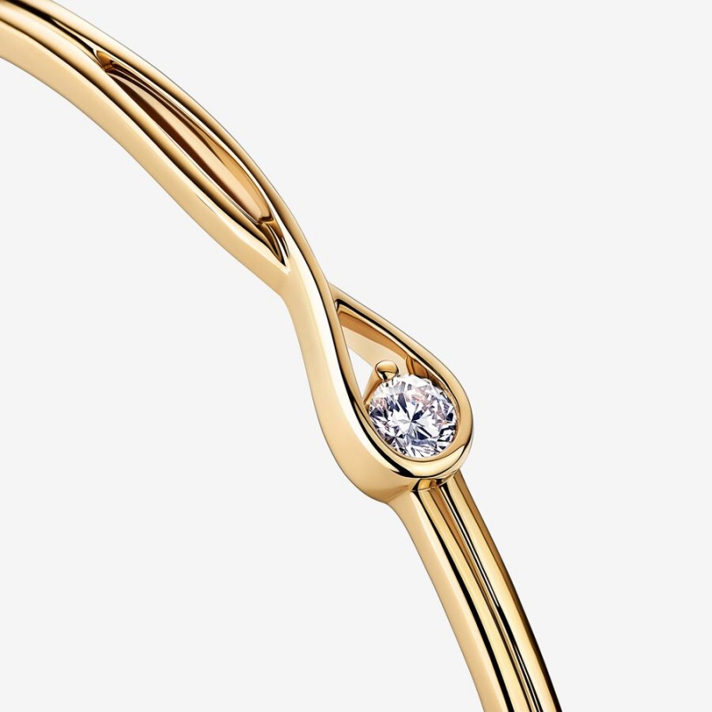 Gold Pandora Brilliance 0.25 ct tw Bangle Bracelets | 941-ZTWQFA