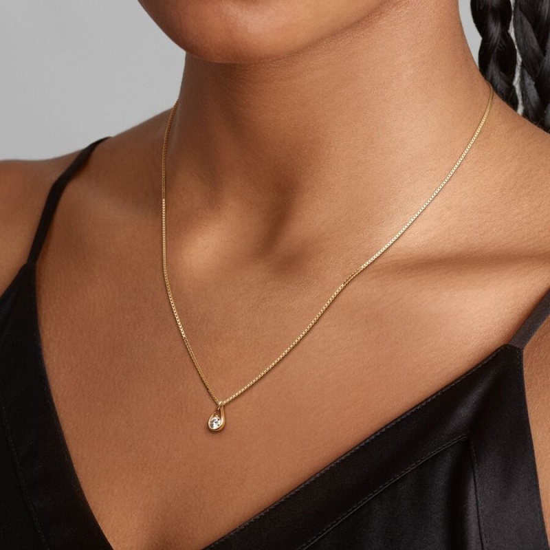 Gold Pandora Brilliance Lab-created 0.25 ct tw Diamond Lab-Created Diamond Necklaces | 546-OYFBRV