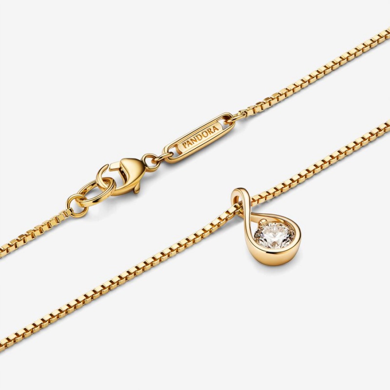 Gold Pandora Brilliance Lab-created 0.25 ct tw Diamond Lab-Created Diamond Necklaces | 546-OYFBRV