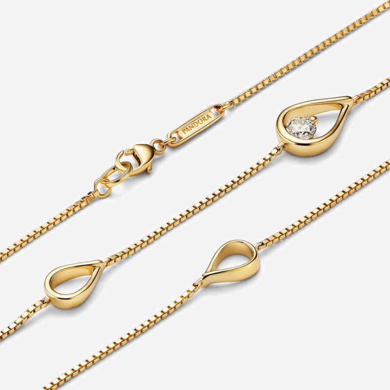 Gold Pandora Brilliance Lab-created 0.50 ct tw Diamond Long Lab-Created Diamond Necklaces | 391-VPOQUH