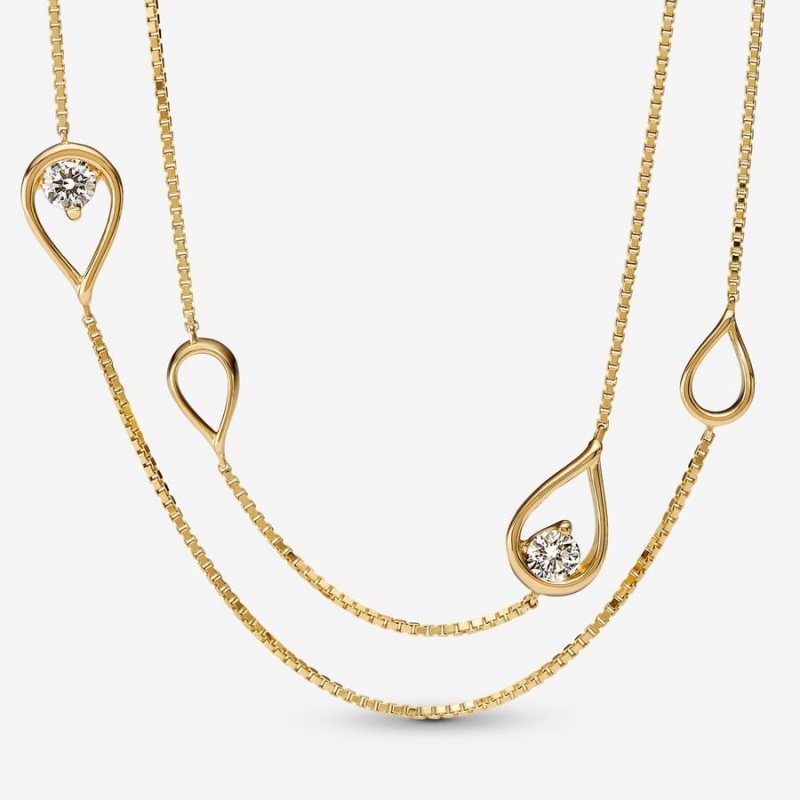 Gold Pandora Brilliance Lab-created 0.50 ct tw Diamond Long Lab-Created Diamond Necklaces | 391-VPOQUH