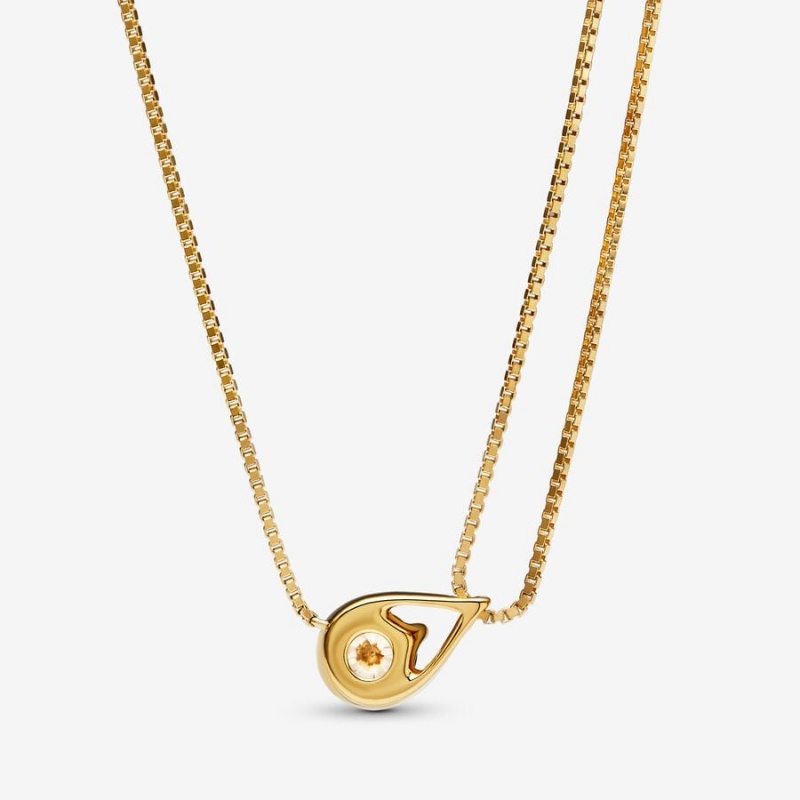 Gold Pandora Brilliance Lab-created 0.75 ct tw Diamond Double Collier Lab-Created Diamond Necklaces | 130-SZJEAG