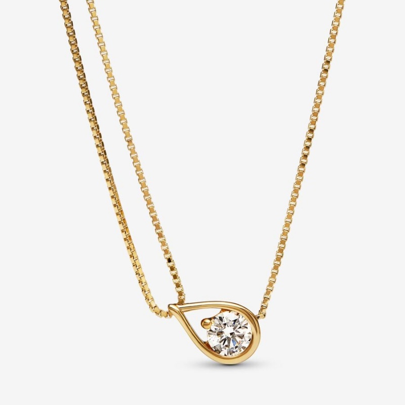 Gold Pandora Brilliance Lab-created 0.75 ct tw Diamond Double Collier Lab-Created Diamond Necklaces | 130-SZJEAG