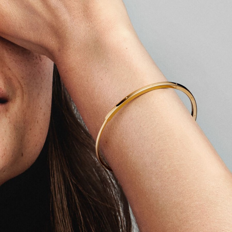 Gold Pandora Signature I-D Bangle Bangles | 607-AXQIGB