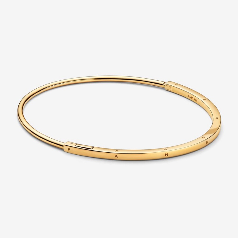 Gold Pandora Signature I-D Bangle Bangles | 607-AXQIGB