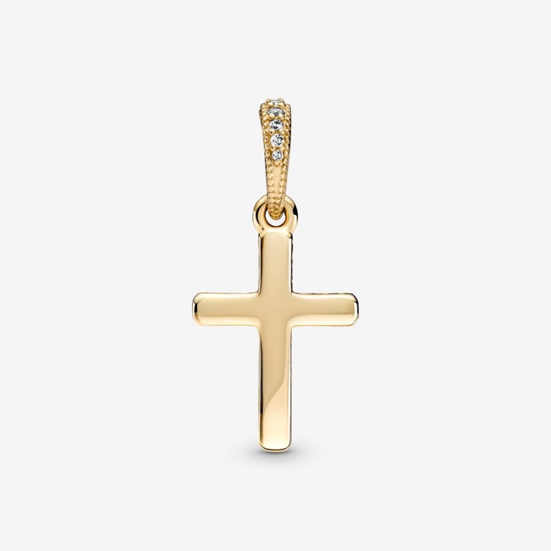 Gold Pandora Sparkling Cross Pendants | 485-NAEGYR