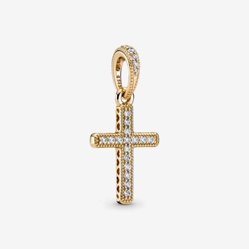 Gold Pandora Sparkling Cross Pendants | 485-NAEGYR