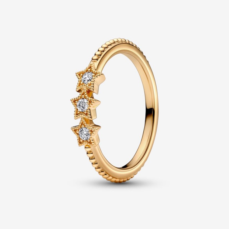 Gold Plated Pandora Celestial Stars Stackable Rings | 765-HXVFBK