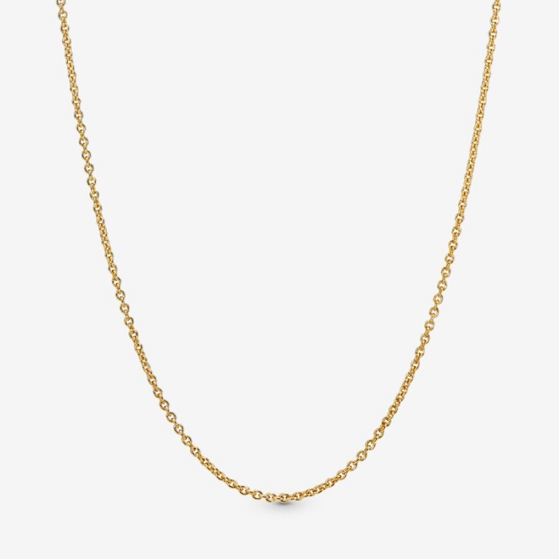 Gold Plated Pandora Classic Cable Chain Necklaces | 324-RVWJHM