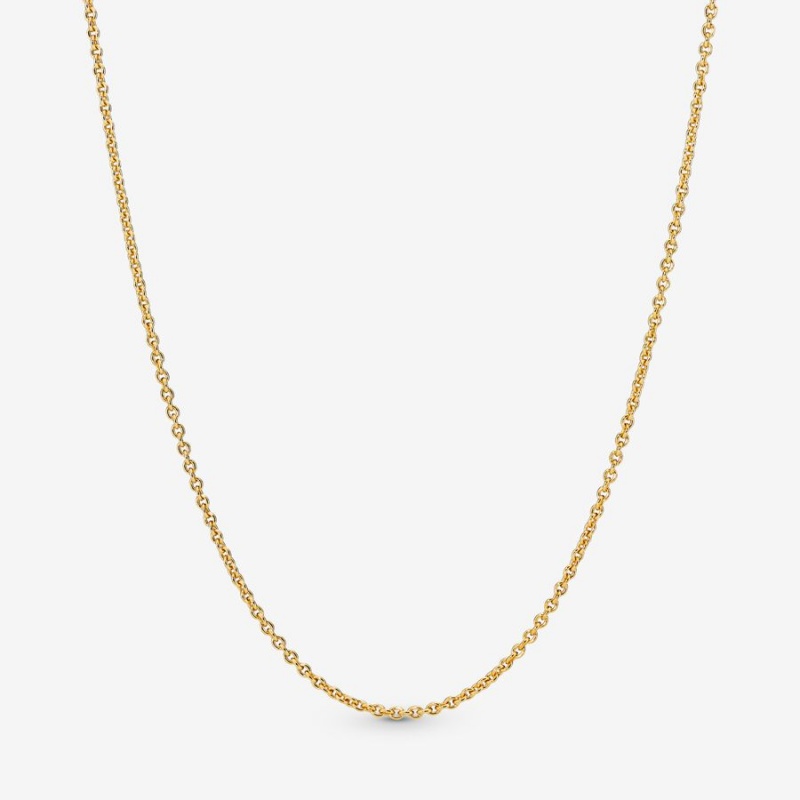 Gold Plated Pandora Classic Cable Chain Necklaces | 324-RVWJHM