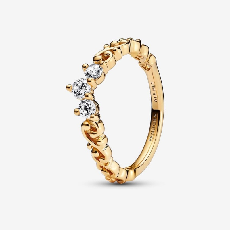 Gold Plated Pandora Elegant Sparkle Ring Sets | 809-HIYGEV