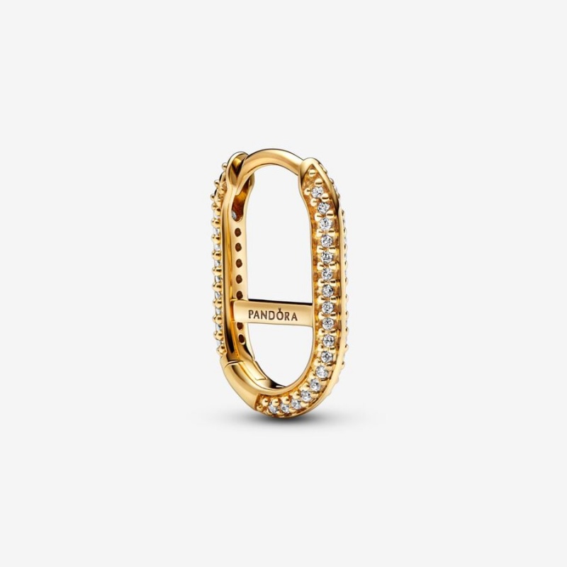 Gold Plated Pandora ME Pavé Link Earring Hoop Earrings | 376-ODCYPT