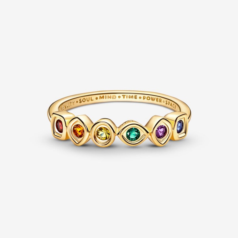 Gold Plated Pandora Marvel The Avengers Infinity Stones Pinky Rings | 485-VIHKOG