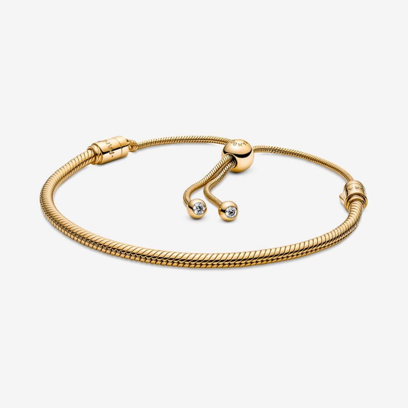 Gold Plated Pandora Moments Snake Slider Sliding Bracelets | 895-LFZASO